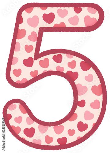 Valentine mini heart number five 5