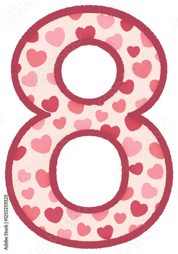 Valentine mini heart number eight 8