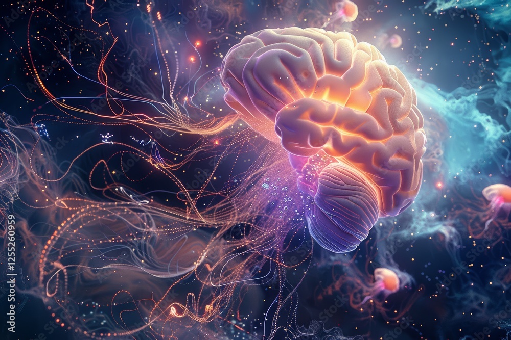 Fototapeta premium Exploring the Intricacies of Brain Functions and the Role of Neurotransmitters in Body Communication and Cognitive Processes
