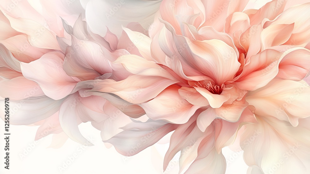 Close-up of a delicate pastel-colored flower on a white background with copy space, symbolizing beauty, elegance, and nature-inspired minimalism.