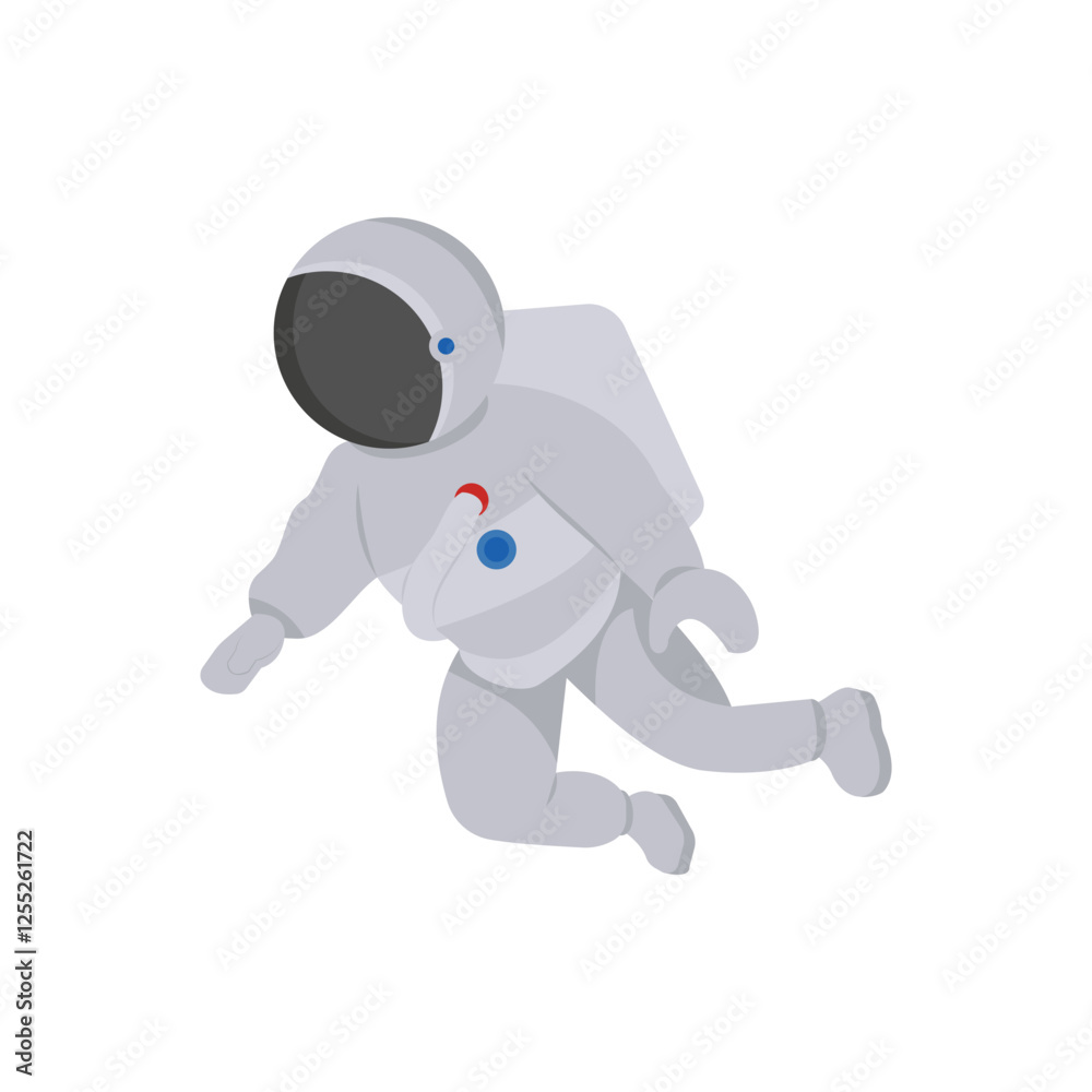 Astronaut In Gravity, Space Vector Illustration, Isolated Astronaut In Gravity, Space Vector Illustration, Isolated