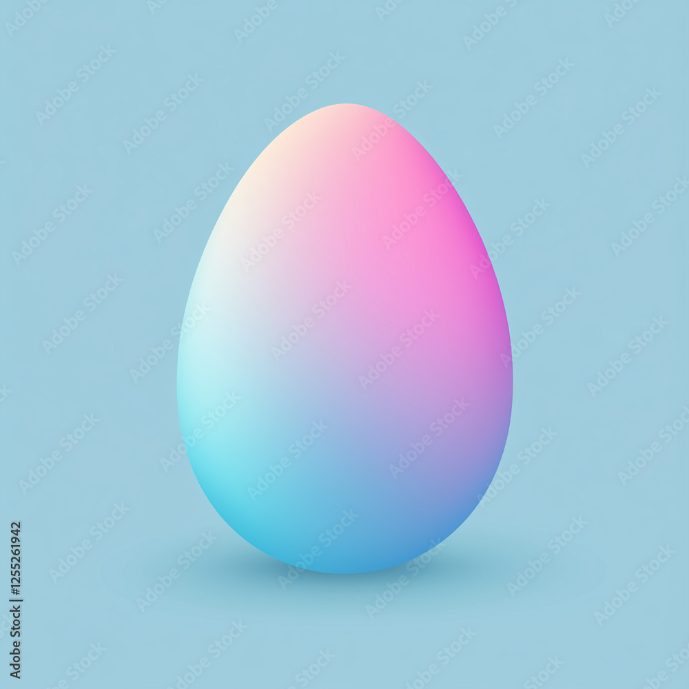 Iridescent Easter egg illustration with holographic rainbow effect against blue backdrop Iridescent Easter egg illustration with holographic rainbow effect against blue backdrop