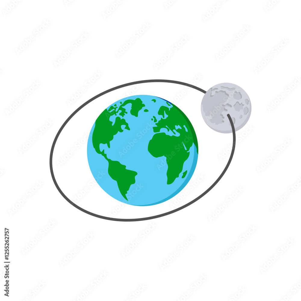 Moon Orbit, Space Vector Illustration, Isolated Moon Orbit, Space Vector Illustration, Isolated