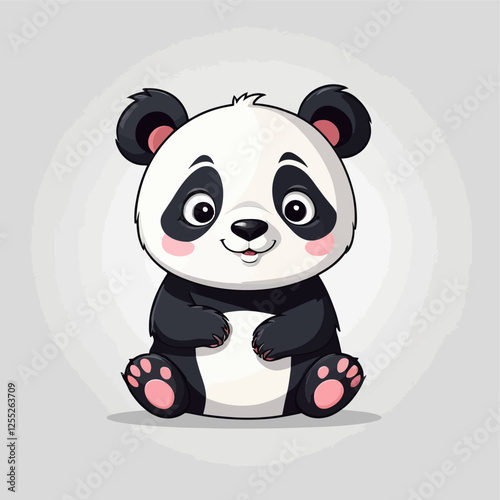 Panda, Cute panda character.cartoon, sticker, vector illustration.	
