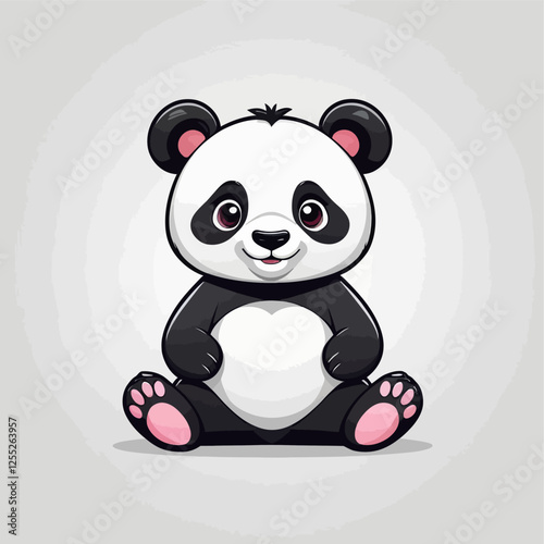 Panda, Cute panda character.cartoon, sticker, vector illustration.	
