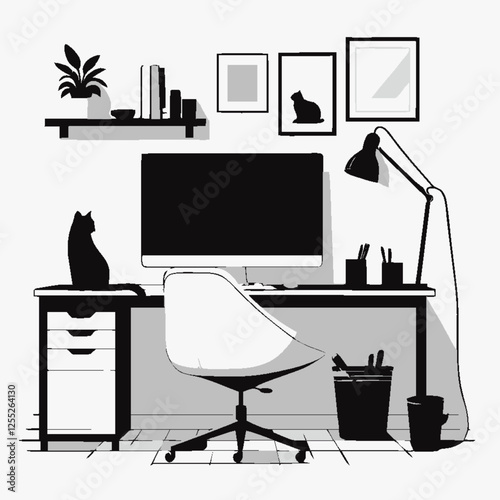 103.eps"High-quality image of a professional workspace with a computer, perfect for business, freelancing, remote work, IT services, and productivity concepts. Ideal for websites, presentations, marke