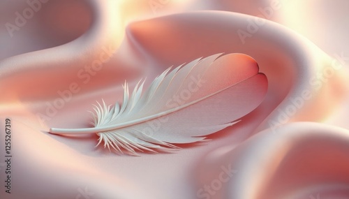 A soft feather rests on the smooth silk surface texture, soft, birdlife