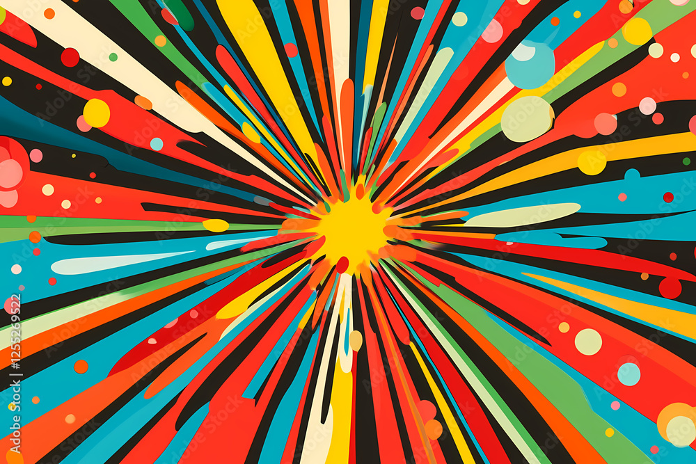 Vector background with grunge, neon comic book lines, dots, and paint splashes. Bright pink, blue, yellow, and black color palette Vector background with grunge, neon comic book lines, dots, and paint splashes. Bright pink, blue, yellow, and black color palette