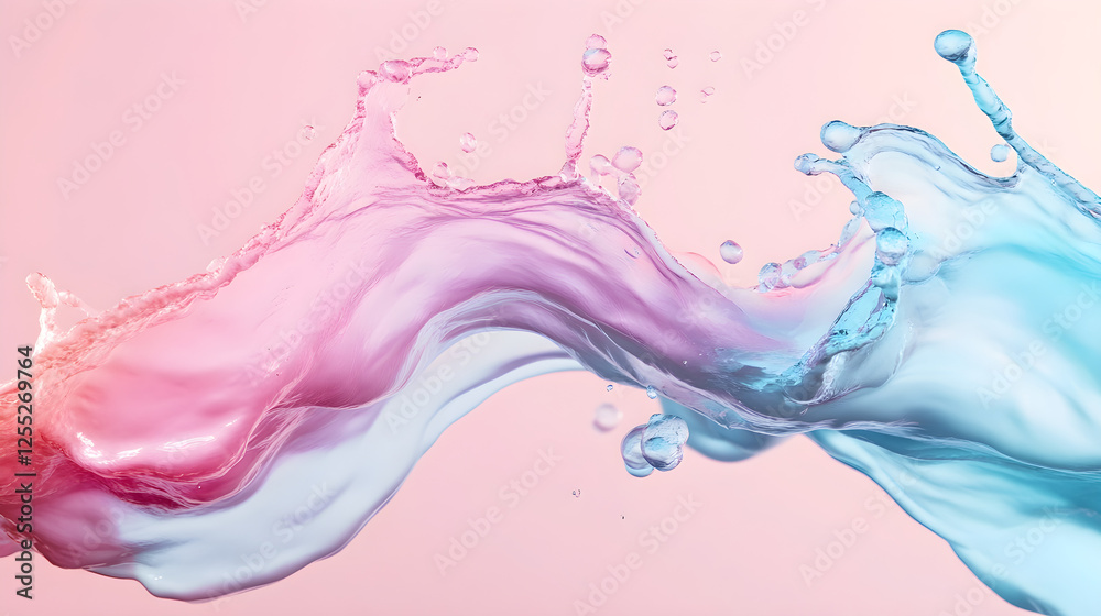 Gradient splash of pastel pink to baby blue in a curved flow Gradient splash of pastel pink to baby blue in a curved flow