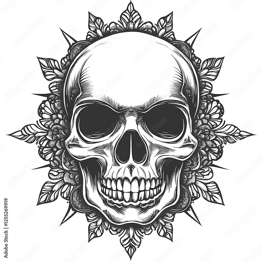 Fototapeta premium Ornate Skull Graphic Design for T-shirt or Tattoo