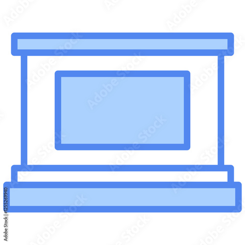 Fireplace Outline Blue Color Icon