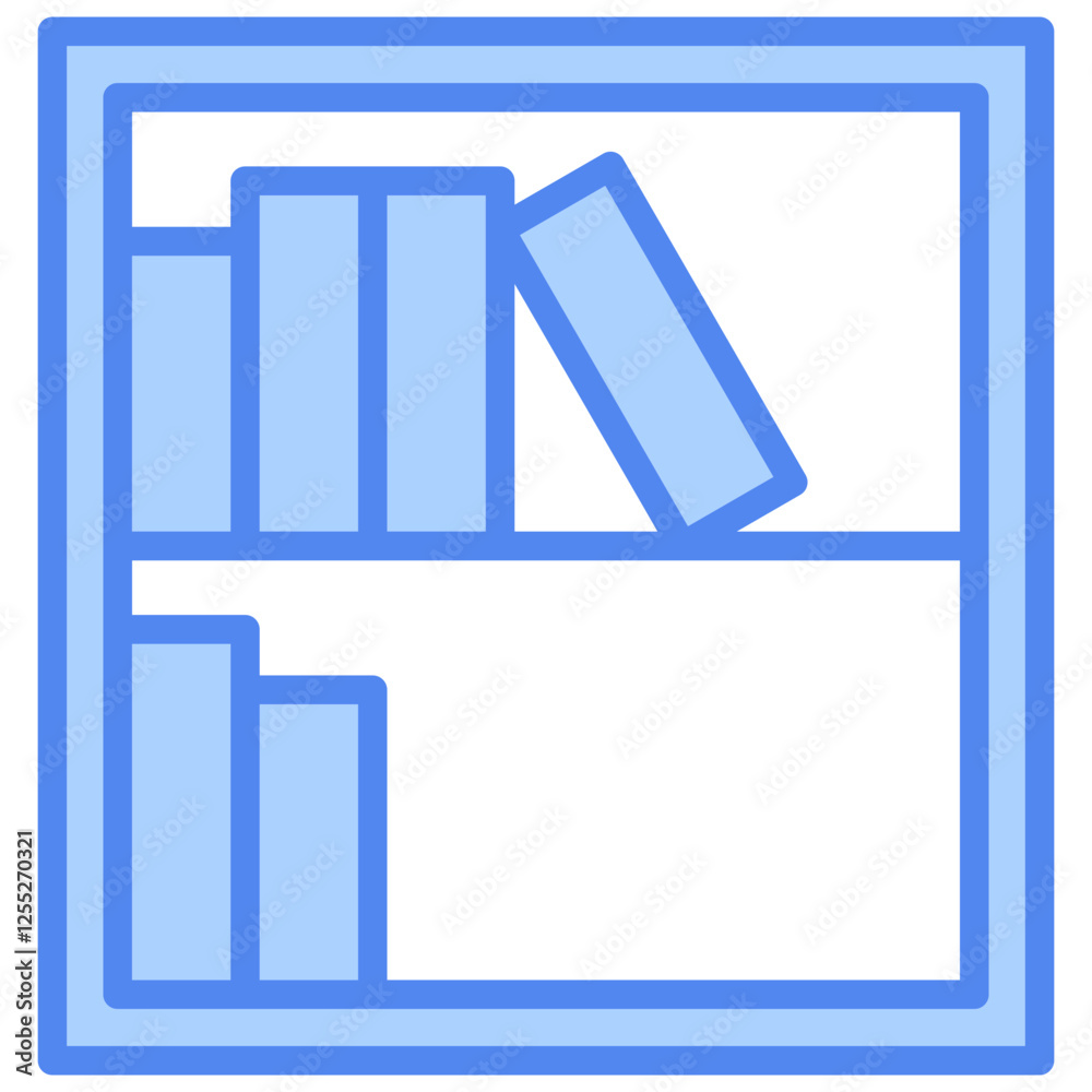 Bookshelf Outline Blue Color Icon Bookshelf Outline Blue Color Icon