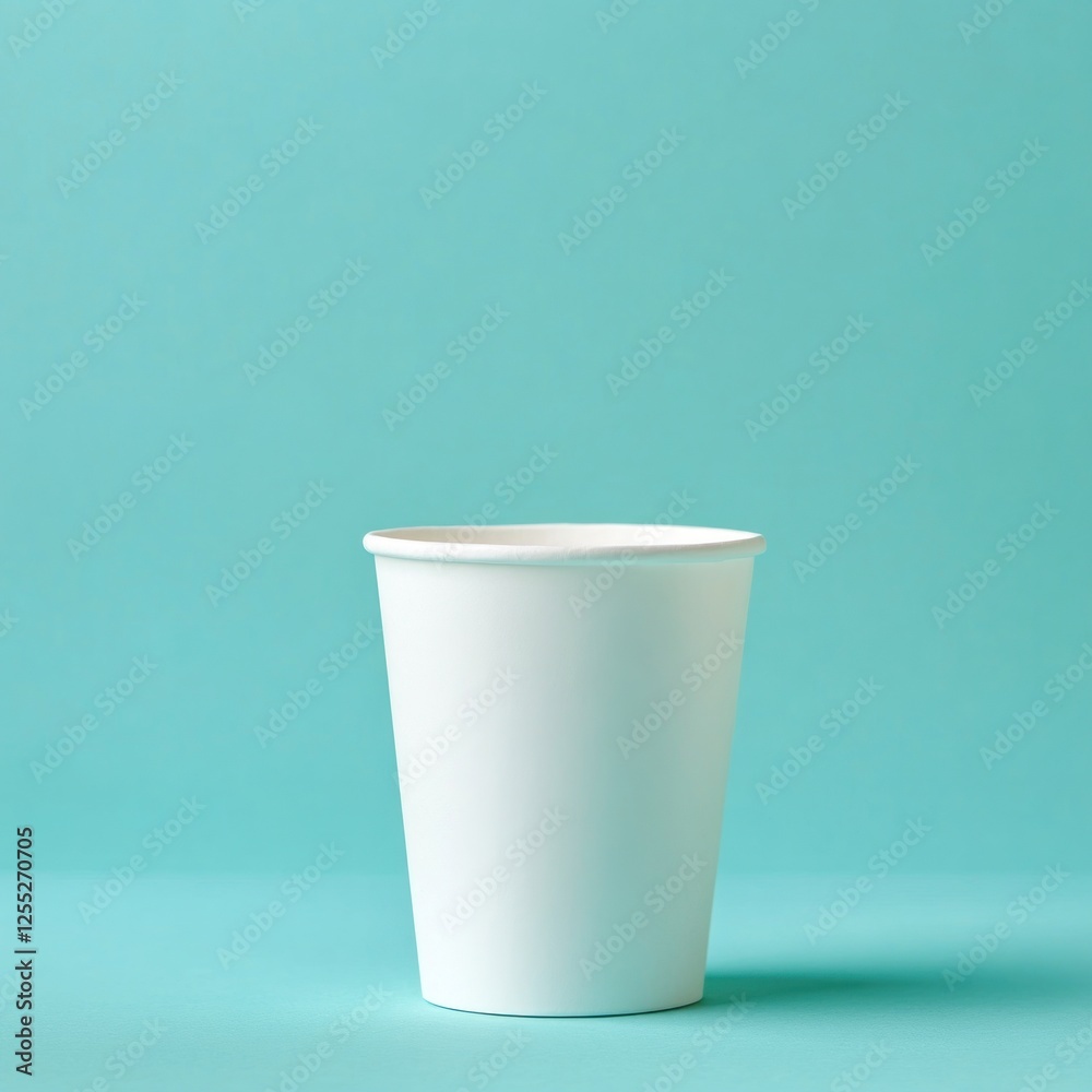 White paper cup on teal background; mockup (2)