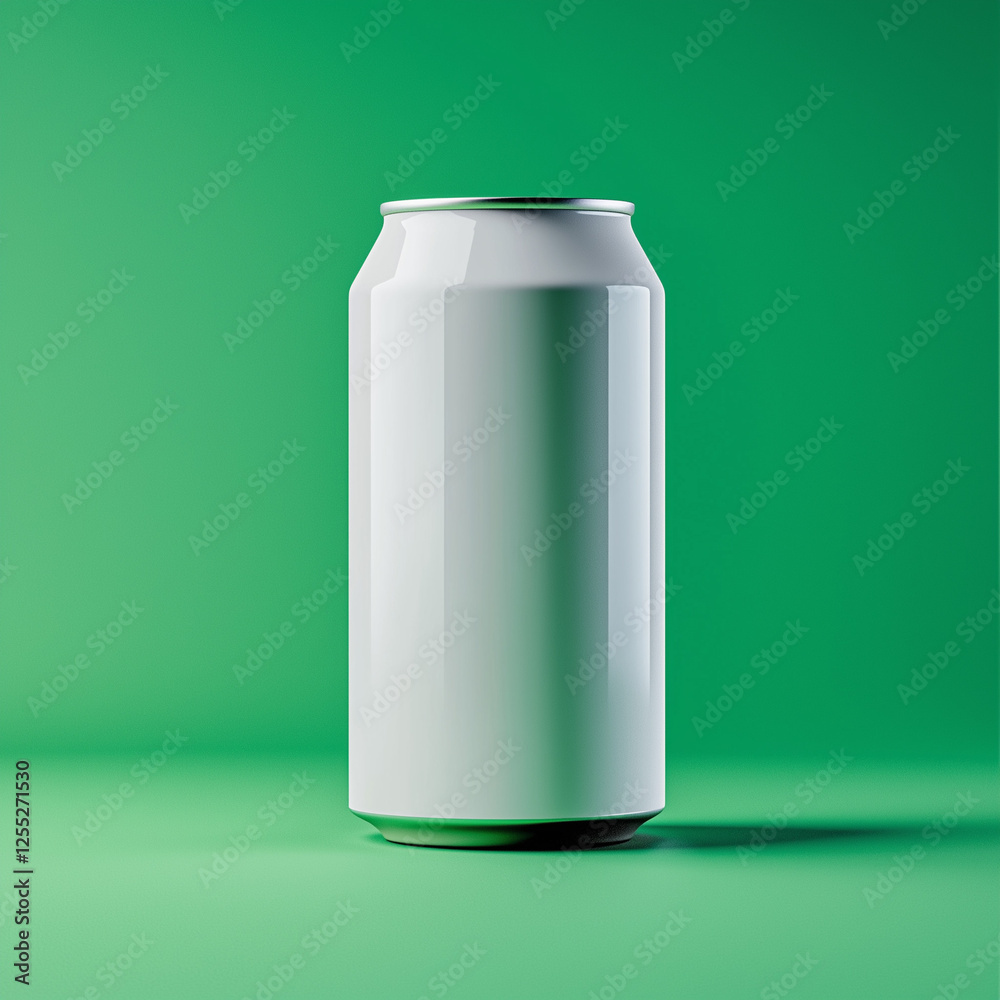Empty Drink Can Mockup on Green Background for Design Empty Drink Can Mockup on Green Background for Design