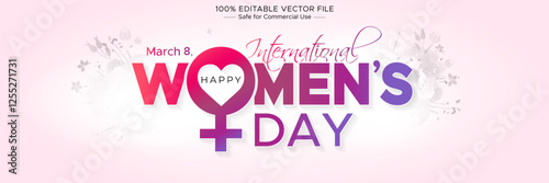 Happy Womens Day. International Women's Day social media post, banner, card and logo design.