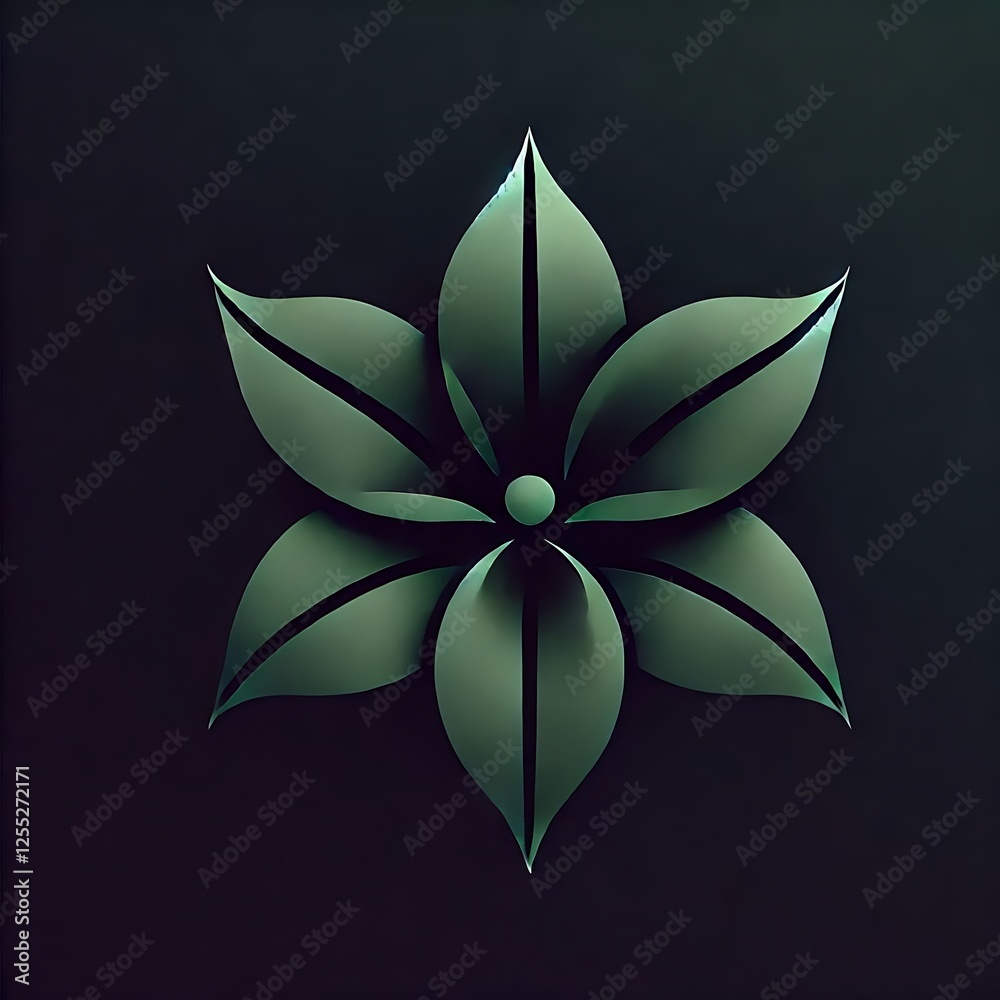 Fototapeta premium Deep Green Single-Petal Flower Artwork