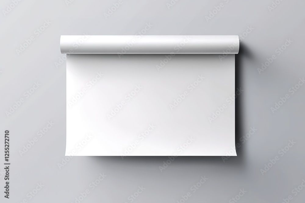 Fototapeta premium Rolled Blank White Paper Mockup Against Gray Background