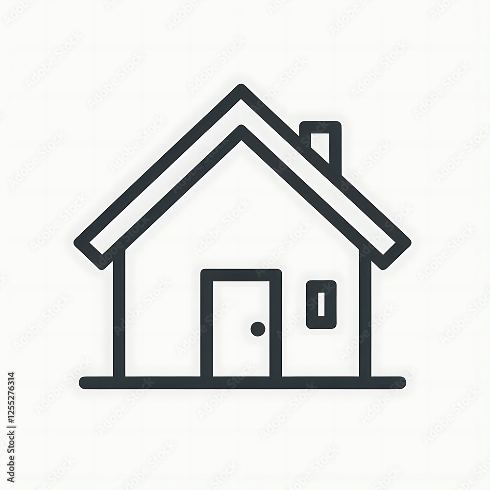 Minimalist Outline House with Clean Geometric Shapes Minimalist Outline House with Clean Geometric Shapes