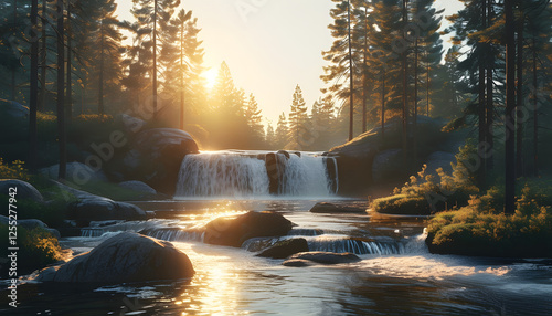 Majestic waterfall adventure serene forest nature photography tranquil setting river view beauty of nature