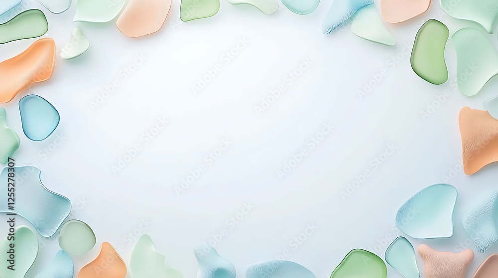 Colorful glass stones frame on white background Colorful glass stones frame on white background