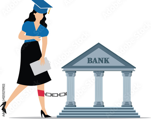 Education or training costs, student loans, heavy education loan costs or student debt, huge banks holding down graduation caps