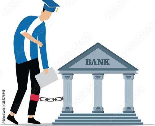 Education or training costs, student loans, heavy education loan costs or student debt, huge banks holding down graduation caps