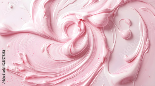Pastel pink splash on a white background in an abstract swirl shape photo