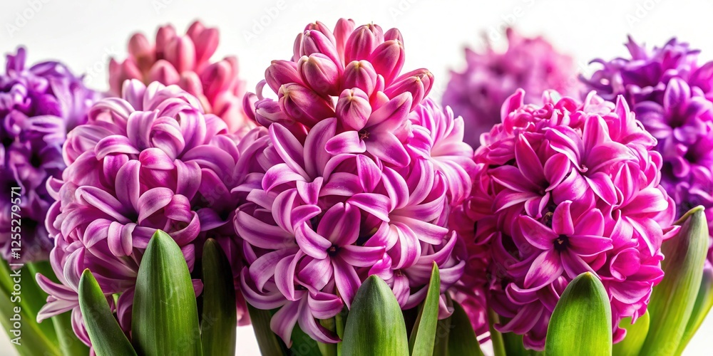 Fototapeta premium Close-up of pink and purple hyacinths, showcasing intricate floral details.