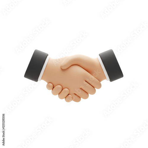 3d handshake icon isolated on white background