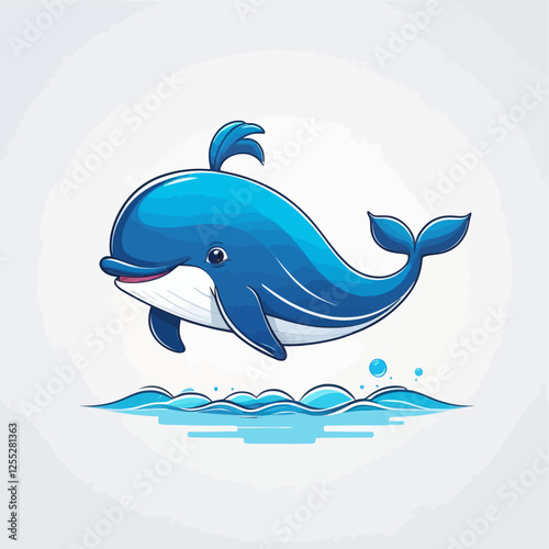 whale, Cute whale character.cartoon, sticker, vector illustration.	