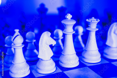 Dramatic Lighting on a Chess Board for Strategy Concept