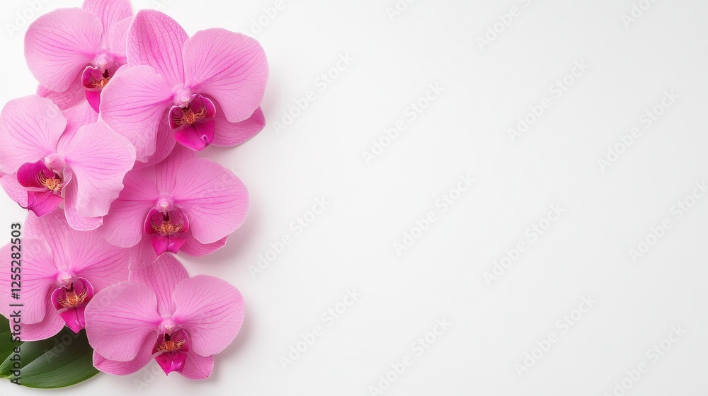 Fototapeta premium Pink Orchids On White Background