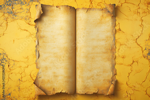 Embossed texture of an old paper page with a yellowed background and a vintage effect photo