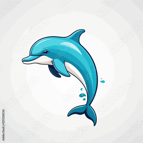 dolphin, Cute dolphin character.cartoon, sticker, vector illustration.	
