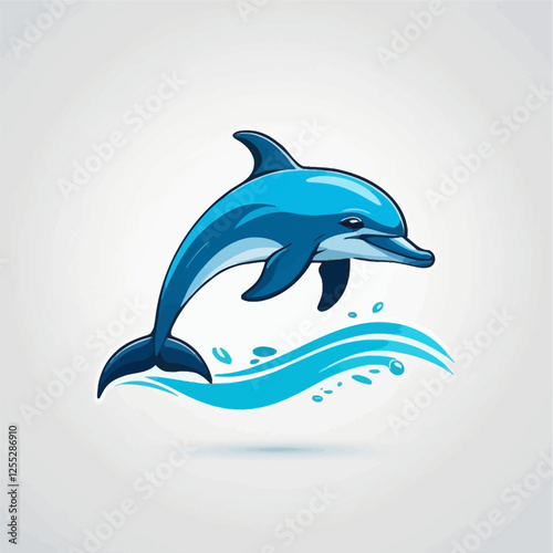 dolphin, Cute dolphin character.cartoon, sticker, vector illustration.	
