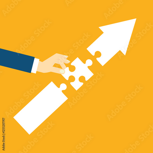 Teamwork working together to success, cooperation or team building collaborate to solve problem, partnership, help and support, business people colleagues help work together to connect jigsaw puzzle.