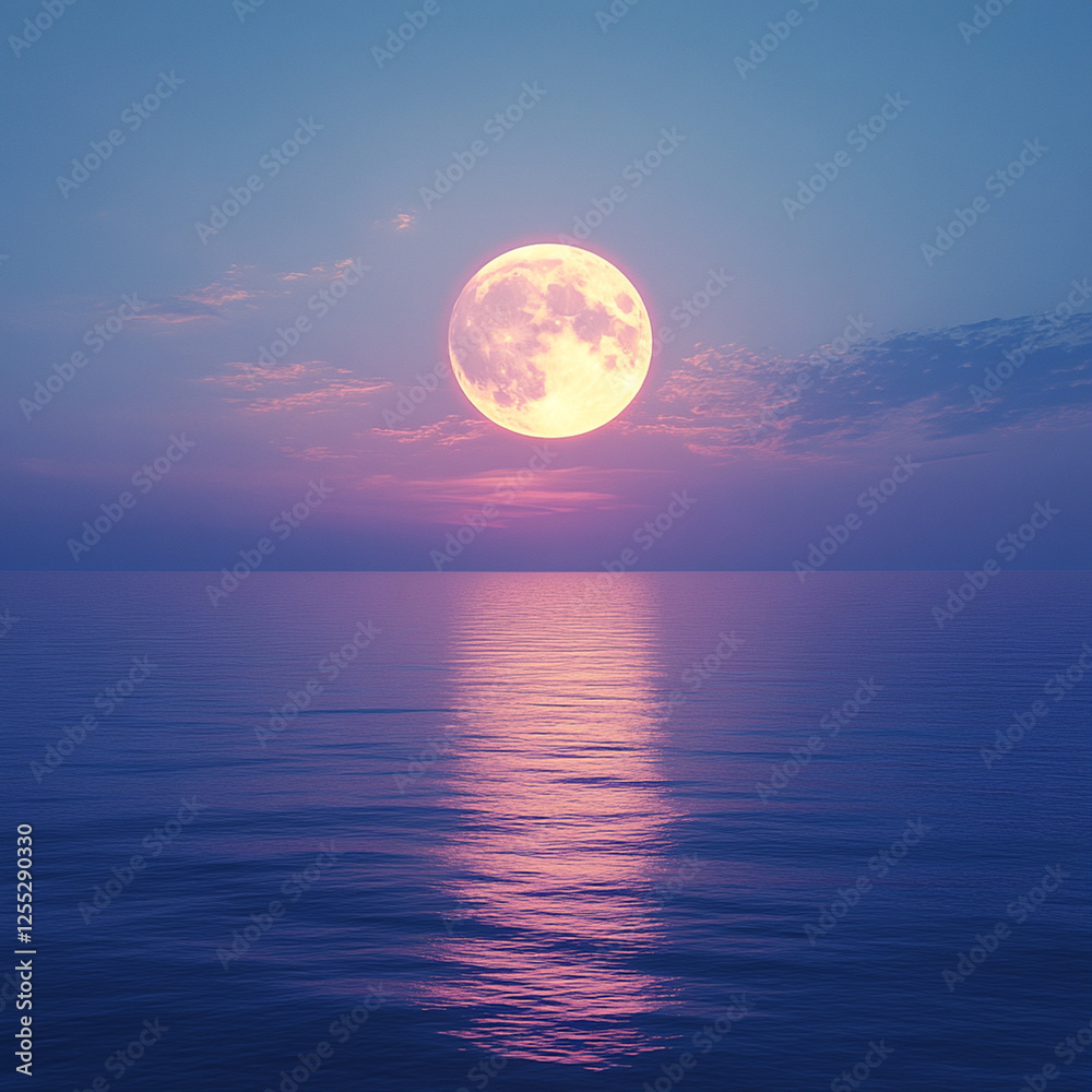 Moonlight reflecting on calm ocean waters at dusk, creating a serene and enchanting atmosphere. Generative AI Moonlight reflecting on calm ocean waters at dusk, creating a serene and enchanting atmosphere. Generative AI