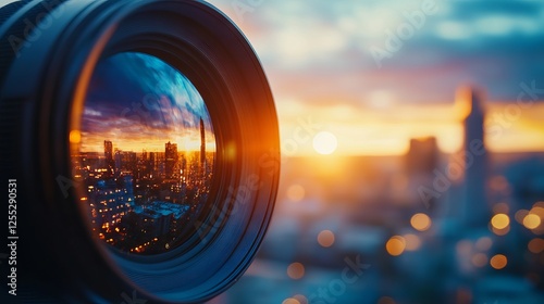 Landscape reflection from camera lens