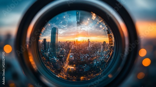 Landscape reflection from camera lens