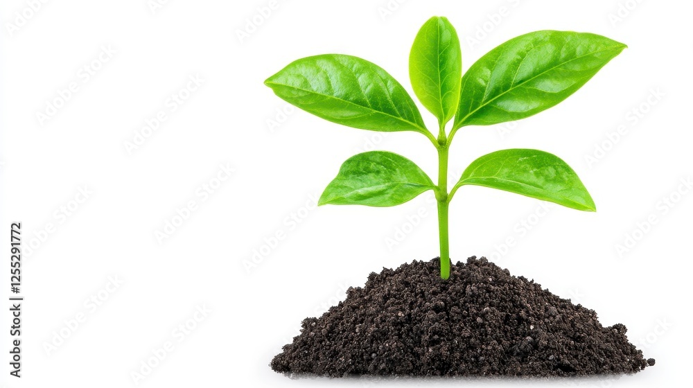 Small Green Plant Sprouting From Dark Soil Small Green Plant Sprouting From Dark Soil