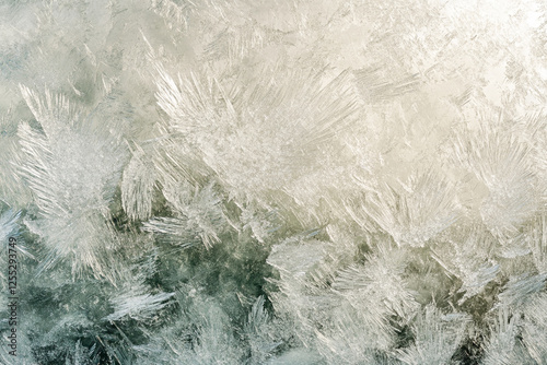 Frost texture on glass with subtle icy patterns and cool tones photo