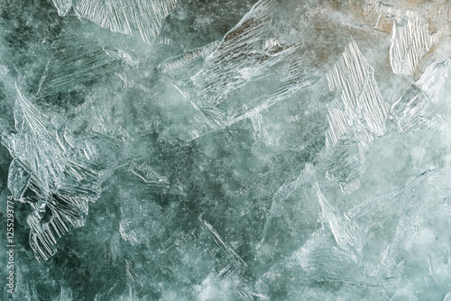 Frost texture on glass with subtle icy patterns and cool tones photo
