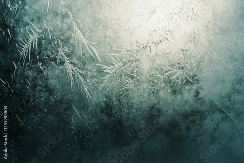 Frost texture on glass with subtle icy patterns and cool tones photo