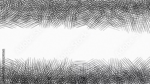 Abstract looping stop motion animation. Black lines create a textured pattern moving across the frame, leaving a white space in the center. Animated hand-drawn, scribbled design with a dynamic