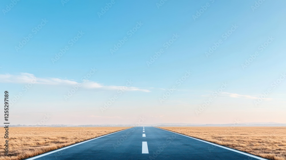 Fototapeta premium Empty Country Road Under Pale Sky