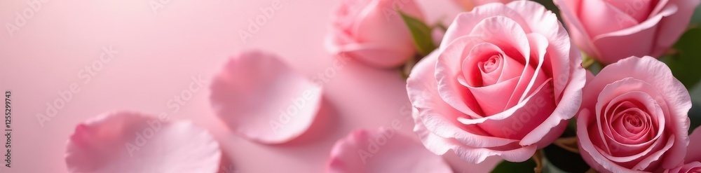 Delicate pink roses & blush petals, soft focus , backdrop, soft Delicate pink roses & blush petals, soft focus , backdrop, soft