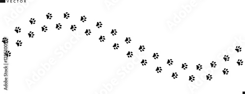 Pets paw print vector illustration. Dog paw print silhouette. Animal track  