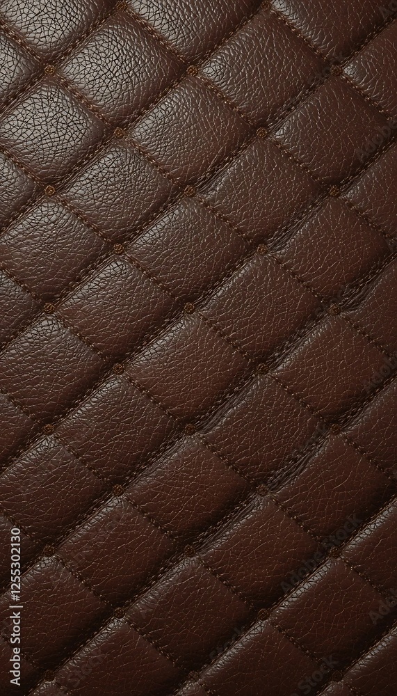 Fototapeta premium Luxurious brown leather upholstery with diamond pattern, elegant design