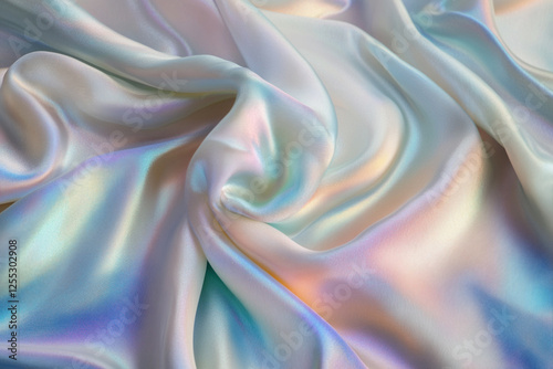 Smooth texture of silk fabric with iridescent shades and beautiful folds photo