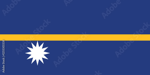 Nauru flag. Flag of Nauru. The official ratio. Flag icon. Standard color. Standard size. A rectangular flag. Computer illustration. Digital illustration. Vector illustration.